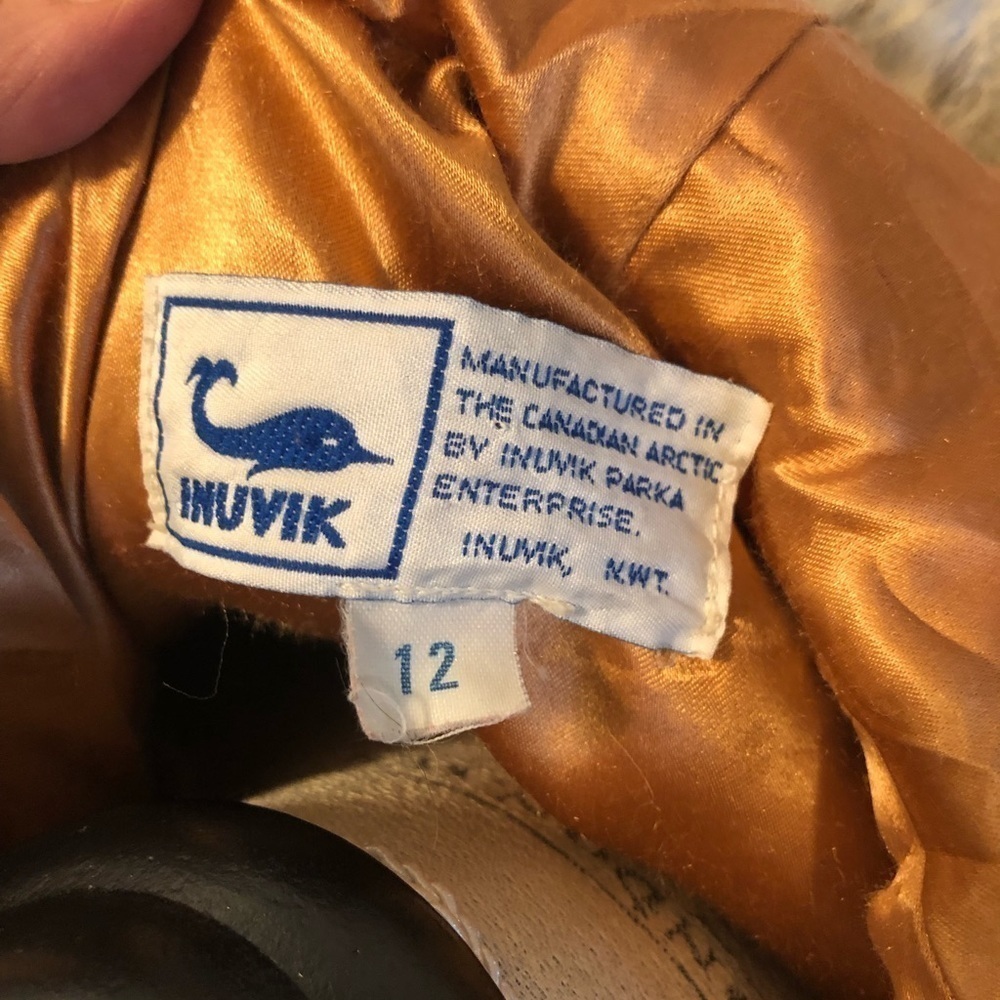 𝅺Vtg Inuvik Parka Enterprise Virgin Wool Fur Trim Beige Long Parka Sz 12 / M - Picture 10 of 15